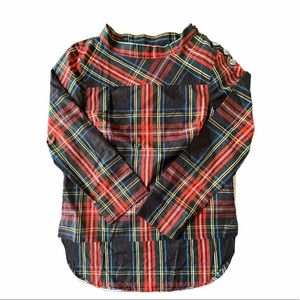 JCREW Funnelneck Stewart Plaid Jeweled Buttons NWT